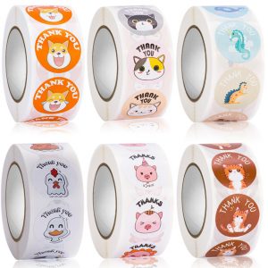 cute animal cartoon thank you sticker