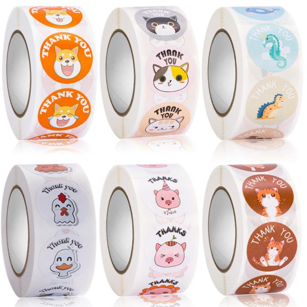 cute animal cartoon thank you sticker