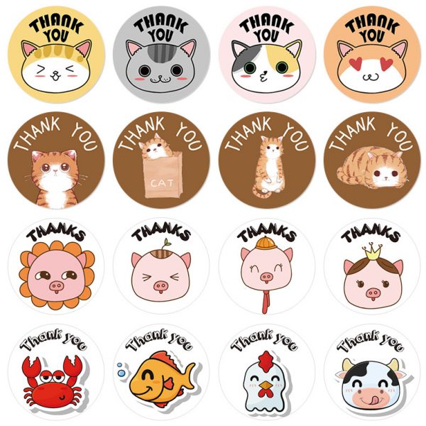cute animal cartoon thank you sticker - 图片 2