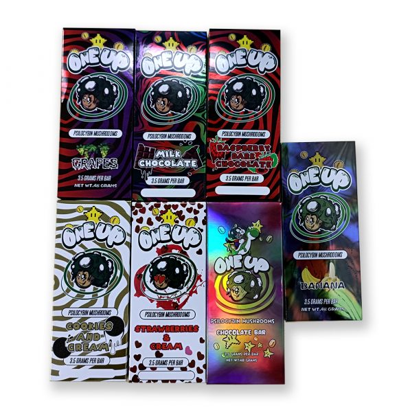 One up mushroom chocolate bar packaging boxes